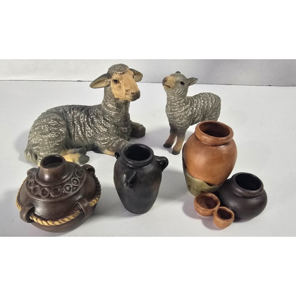 Kirkland Hand-painted Nativity Set Sheep Lamb Vases 404603 Replacement Part - Picture 1 of 2